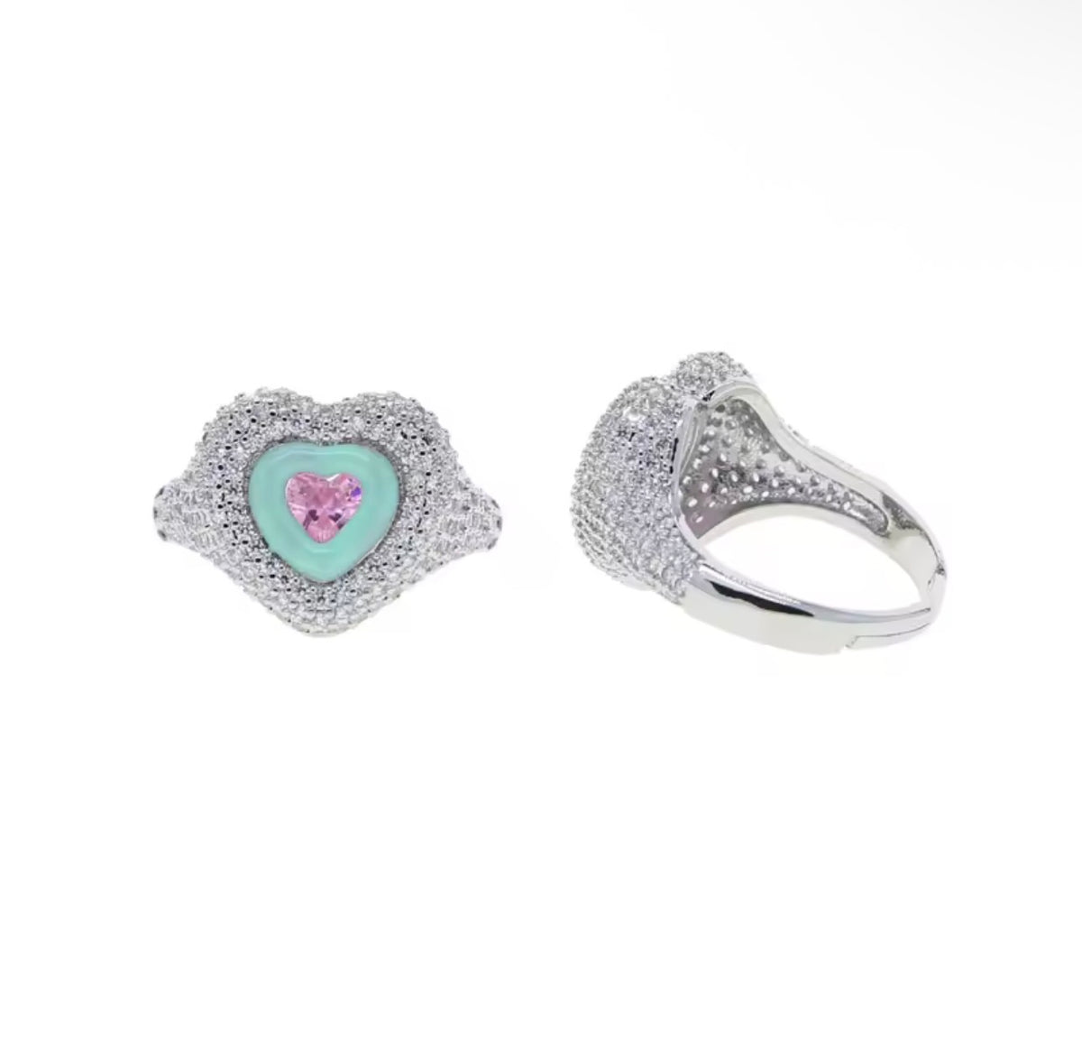 Mint heart ring