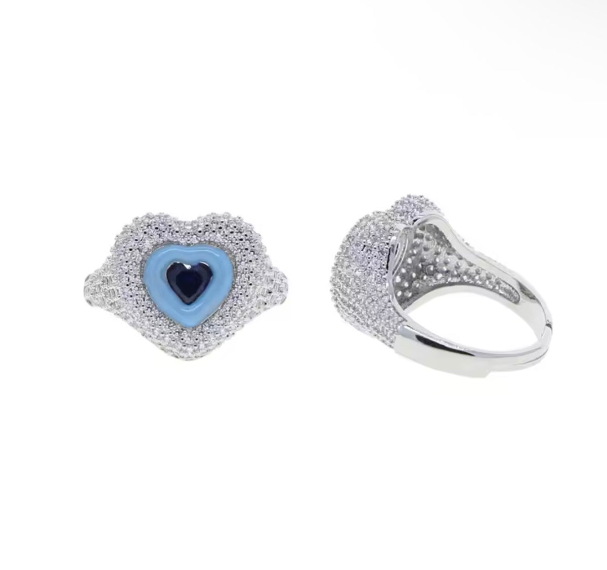 Sky blue heart ring