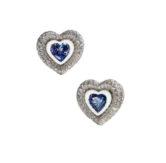 Blue heart earrings