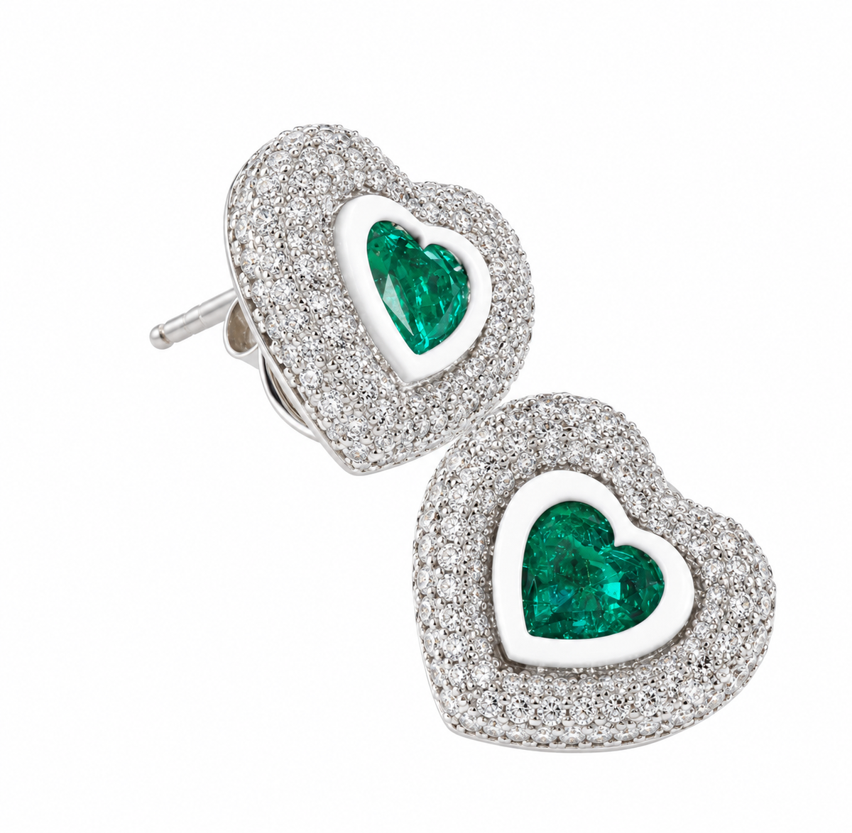 Green heart earrings