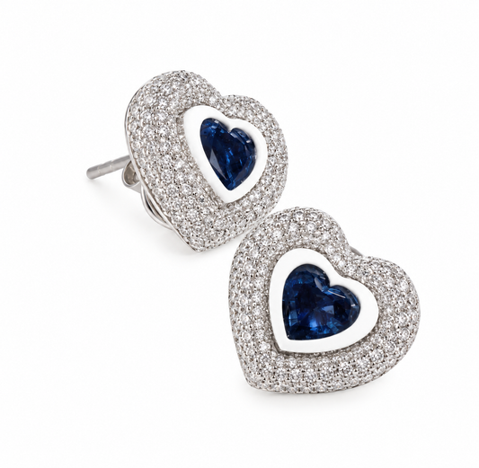 Blue heart earrings